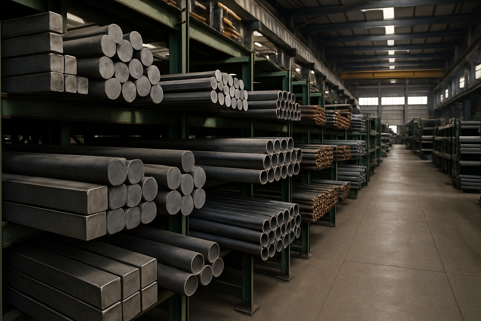 metal bar stock warehouse setting