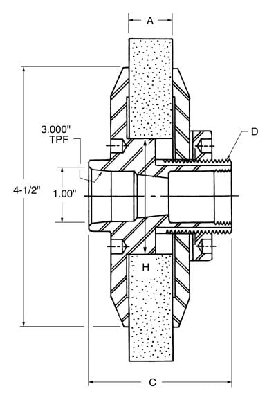 FLANGED LH STANDARD TAPER ADAPTER 4.5-1-2 figure