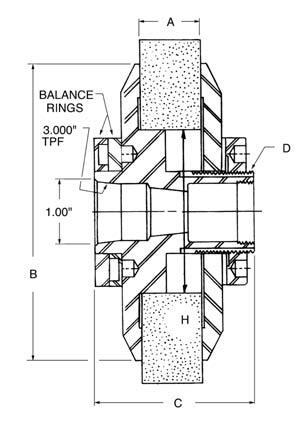 FLANGED BALANCING LH STANDARD TAPER ADAPTER B4.5-1-2 figure